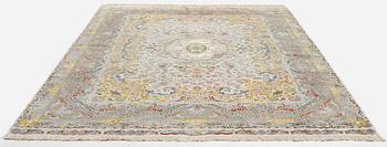 Matta, Täbris, part silk, s.k. 80 Raj, Nortvästra Iran, signerad ca 280 x 170 cm.