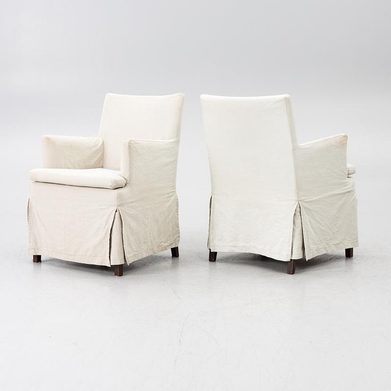 Armchairs, 4, contemporary, purchased from Walles & Walles.