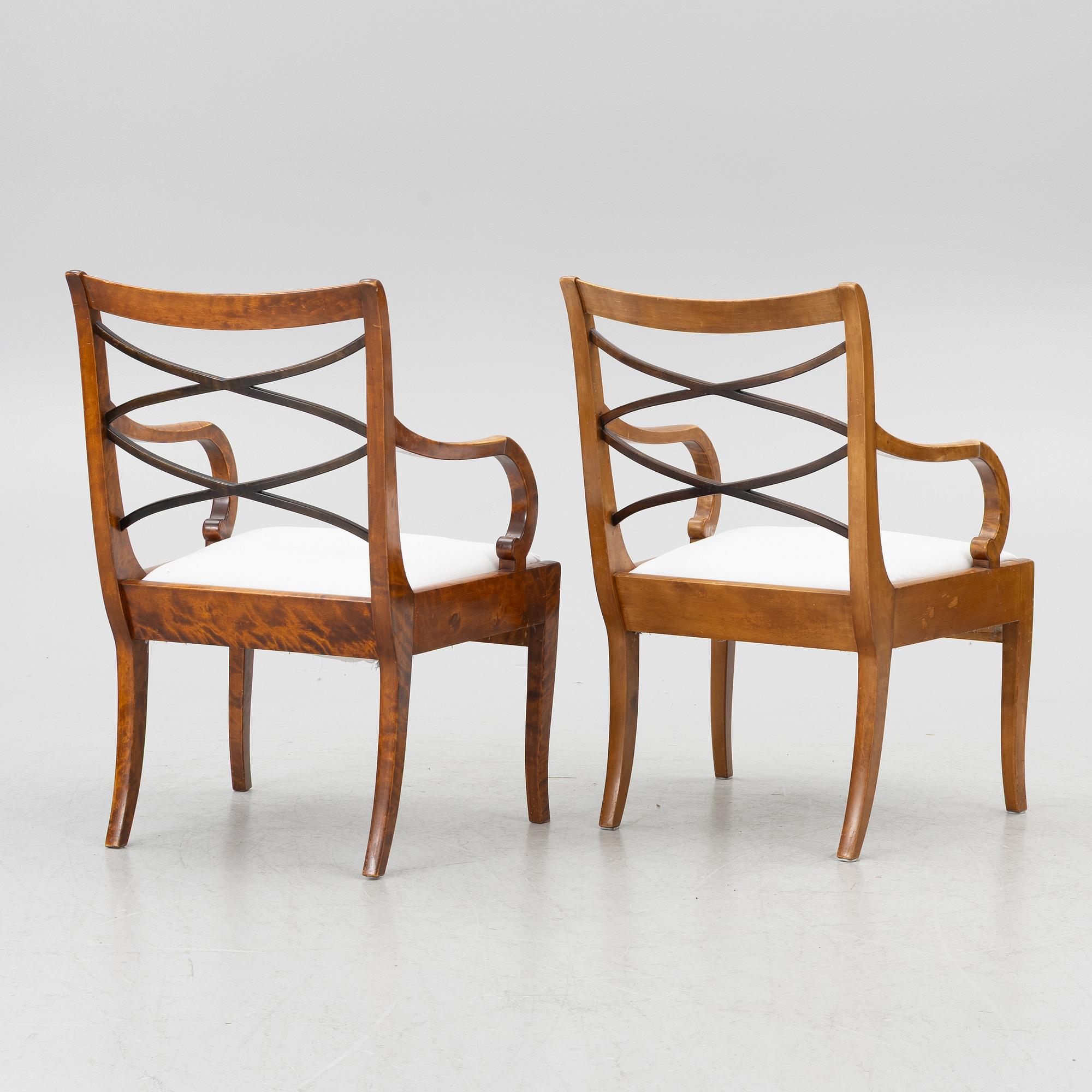 Carl Malmsten, A pair of Swedish Grace armchairs, SMF/Ferdinand Lundquist & Co, Gothenburg 1920s.