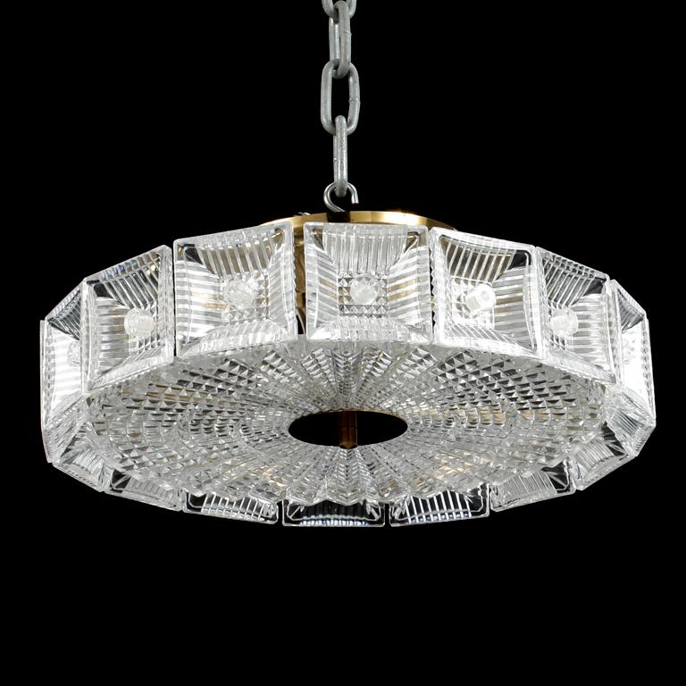 TAKLAMPA, glas, Carl Fagerlund, Orrefors, 1960/1970-tal. Diameter 44cm.