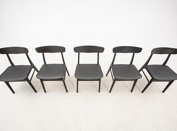 A set of five Farstrup 1960s dining chairs.