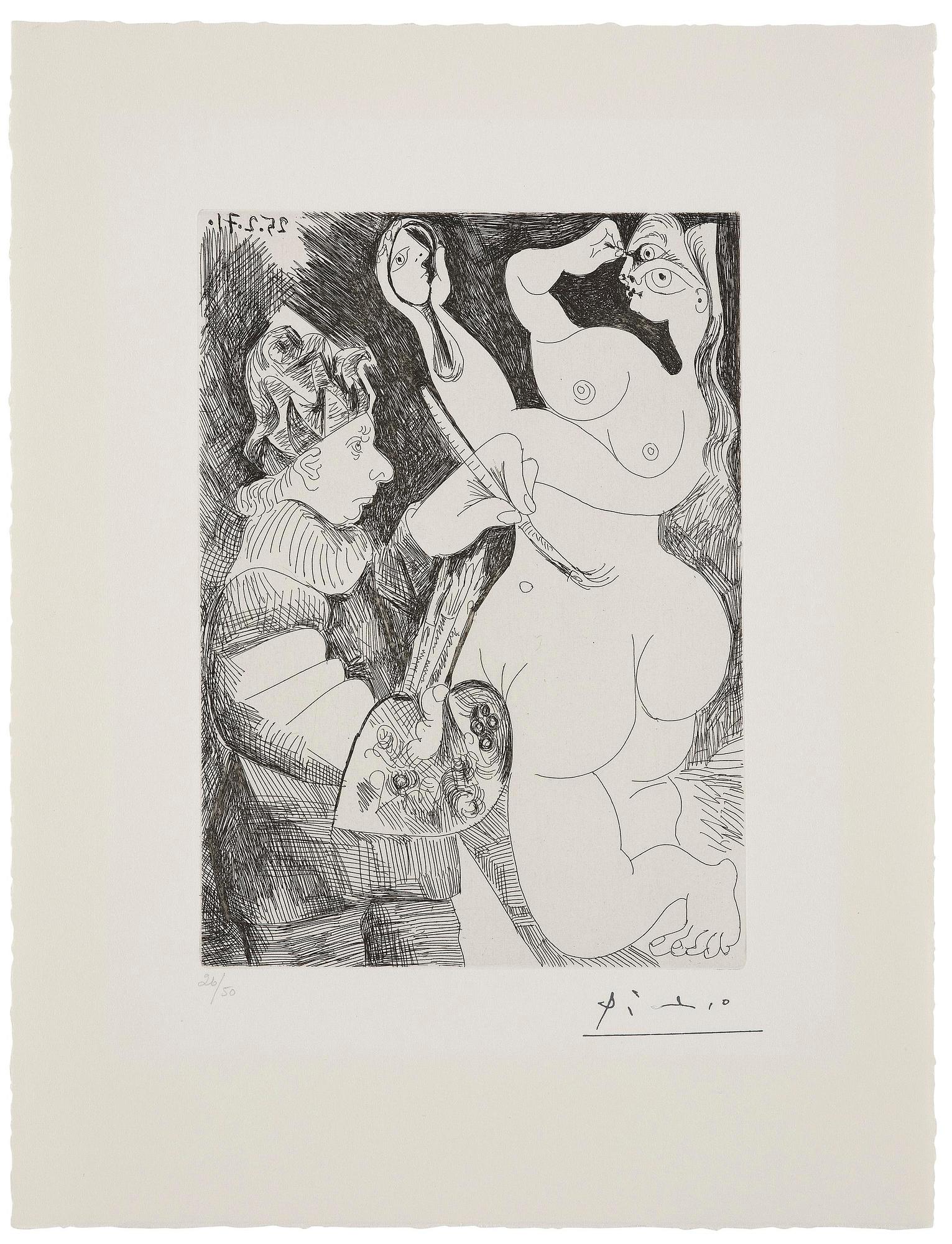 Pablo Picasso, "Peintre Bouffon peignant sur son Modèle", ur "Séries 156".