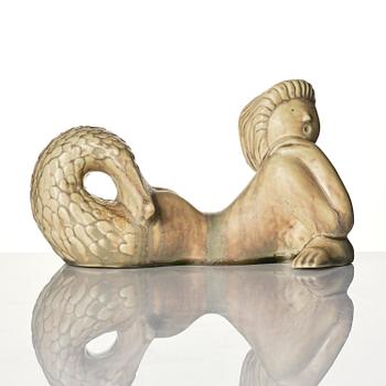 Stig Lindberg, a stoneware sculpture of a mermaid, "Najad", Gustavsberg, Sweden 1940s.