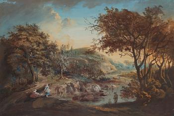 Elias Martin, Pastoral landscape with shepherd and shepherdesses.