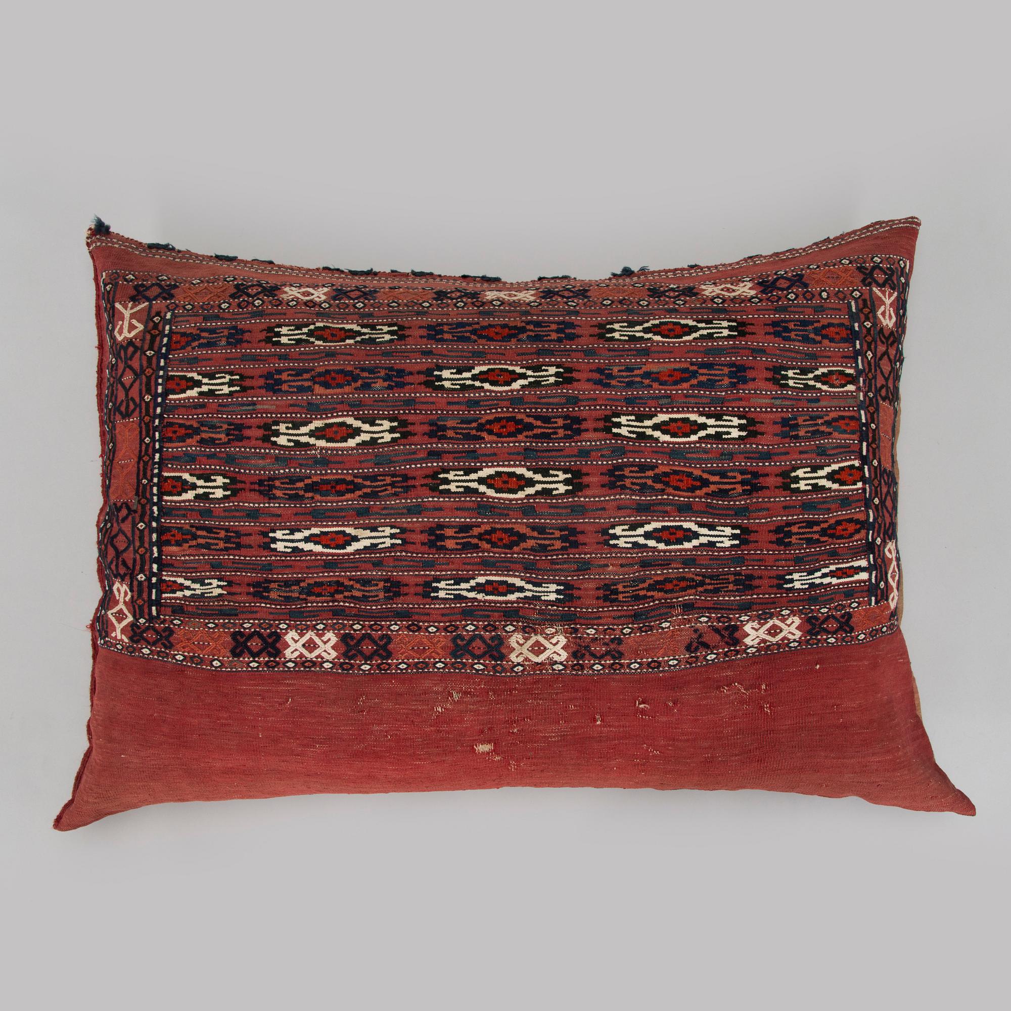 Two presumably antique Turkmenistan Yomud cushions/bag fronts.