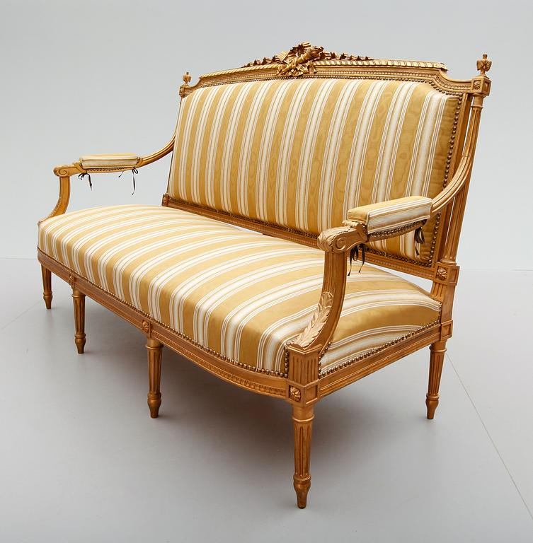 SALONGSGRUPP, 6 delar, Louis Seizestil, 1800-/1900-tal.