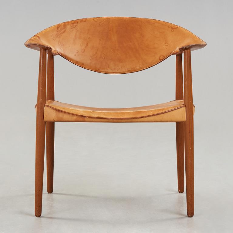 An Aksel Bender Madsen & Ejner Larsen teak and leather 'Metropolitan Chair', Willy Beck, Denmark 1950-60's.