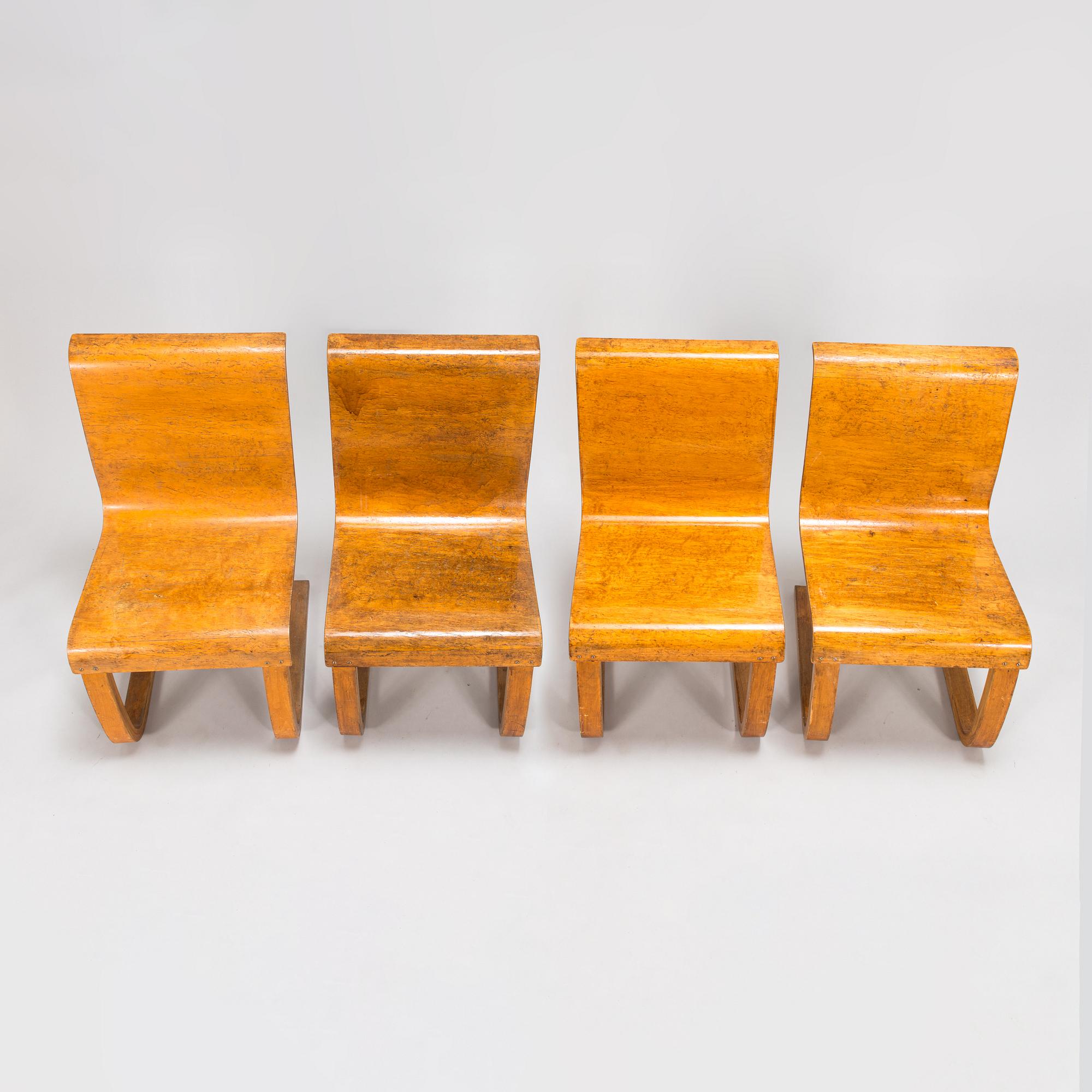 Alvar Aalto, four 1930's '22' chairs for  O.Y. Huonekalu-ja Rakennustyötehdas A.B.