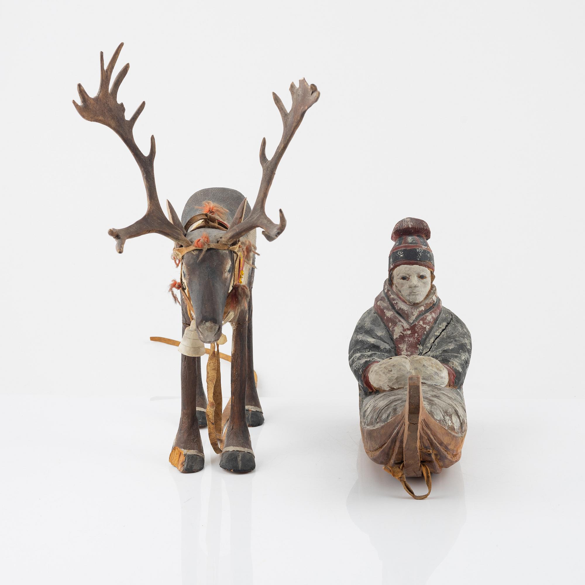 Nils Nilsson Skum, sculpture, painted wood & reindeer horn.