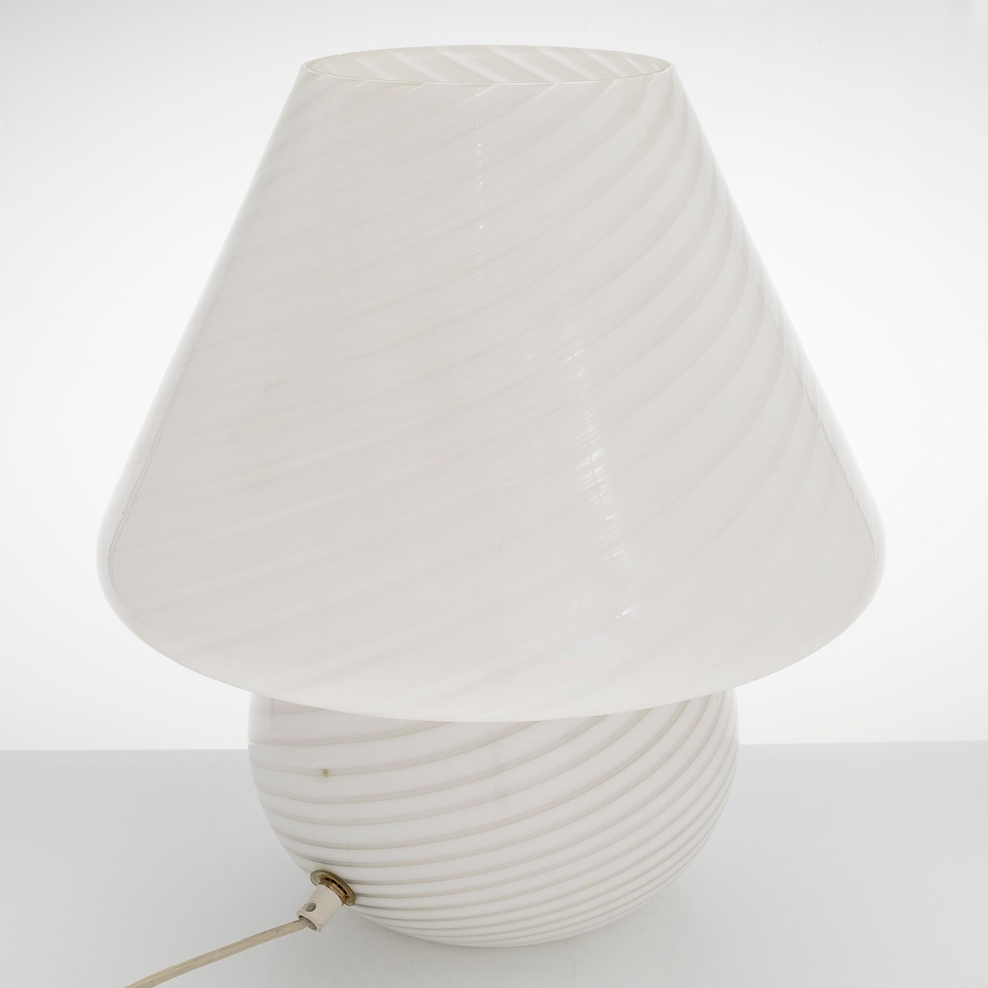 A 1980s Murano 'Mushroom' glass table light, retailer Stockmann.