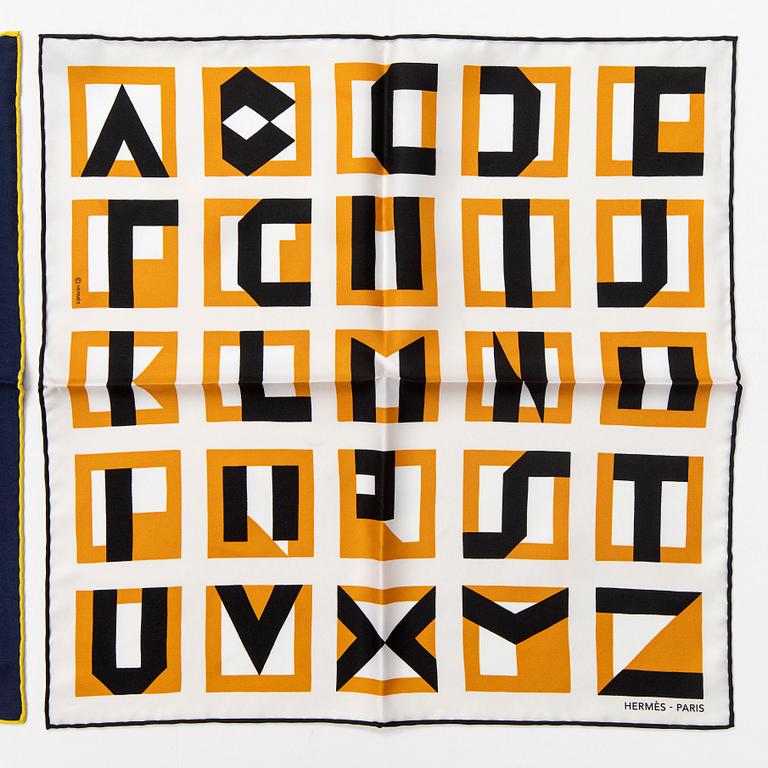 HERMÈS, two pochette/gavroche scarves.