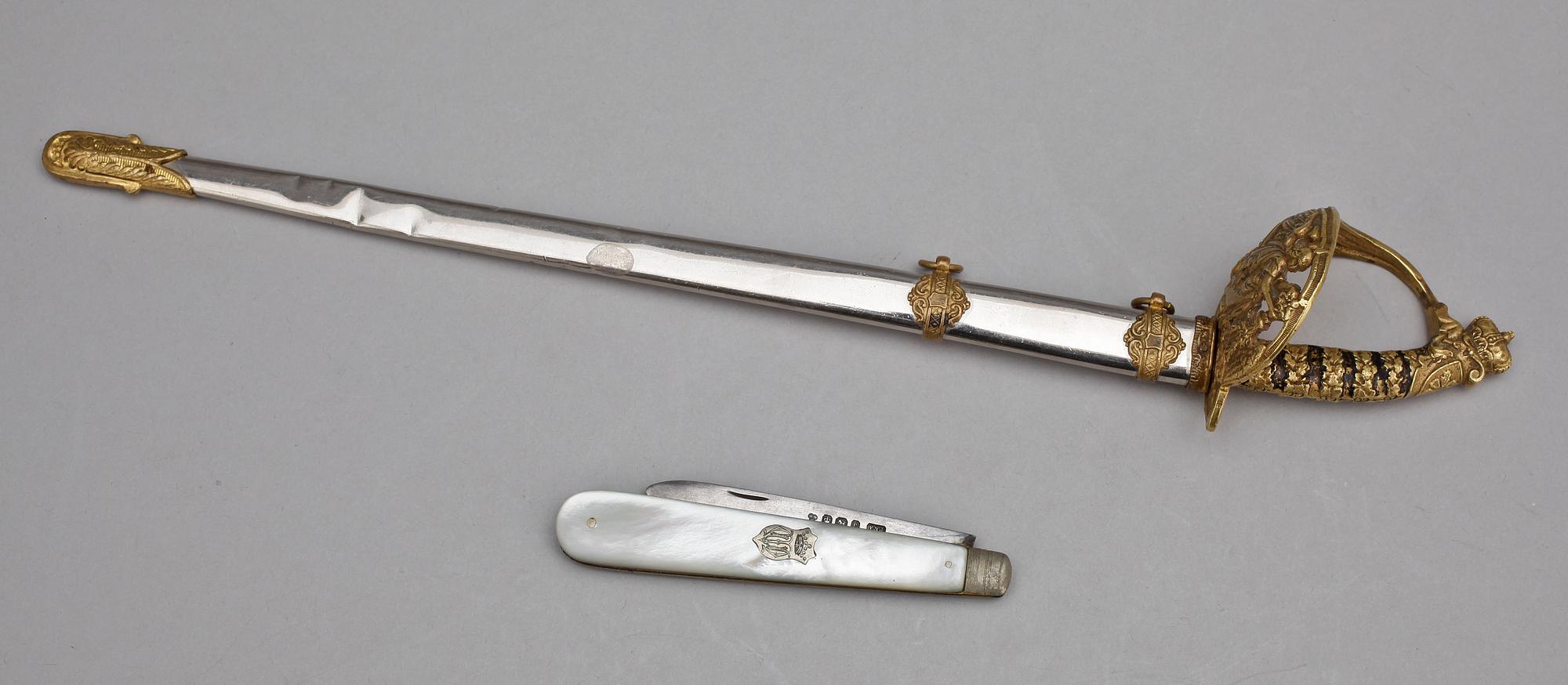 BREVKNIV samt FÄLLKNIV,  Tyskland & England sent 1800-tal/tidigt 1900-tal.