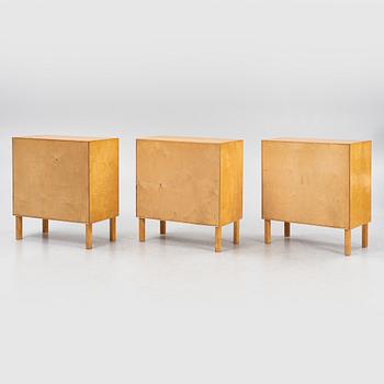 Three birch-veneered cabinets, 1930's/40's.