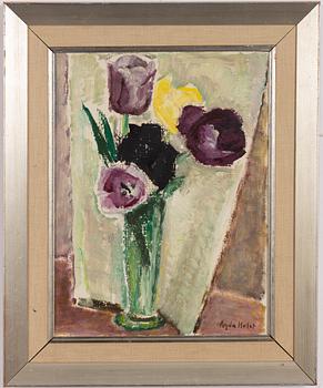 Agda Holst, Flower Still Life in Green Vase.