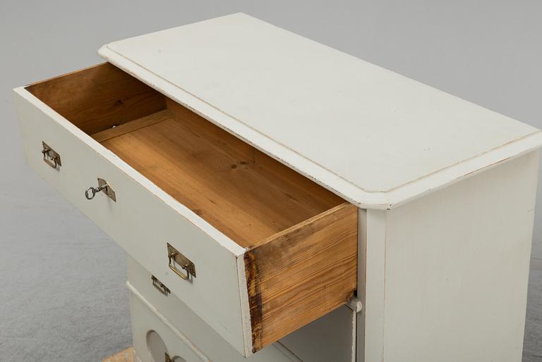 A painted chest of drawers, late 19th Century.