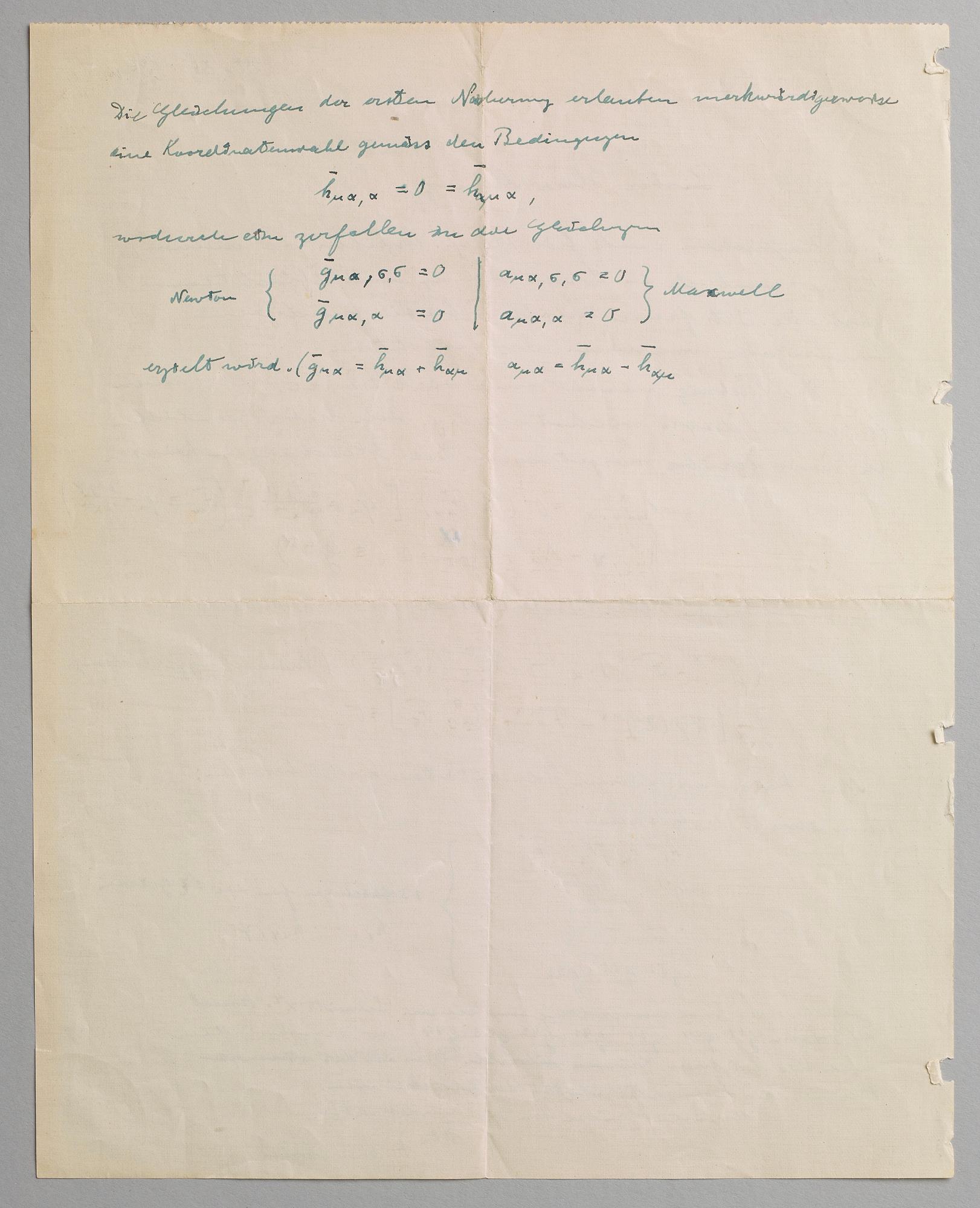 ALBERT EINSTEIN, Autograph letter with mathematical equations, signed "A. Einstein" and dated 20.XI.29. with envelope.