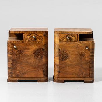 Bedside tables, a pair, first half of the 20th century.