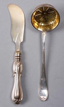 STRÖSKED SAMT PASTEJKNIV, silver, bla Nils Tornberg, Linköping 1802.