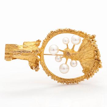 BJÖRN WECKSTRÖM, BROSCH "Havsblomma" och KEDJA, 14K guld, odlade pärlor. Lapponia 1969 och 1970.