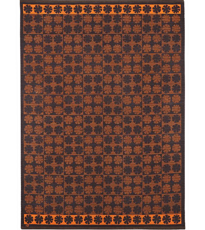Ingrid Dessau, a machine made double sided flat weave, signed ID, c. 240 x 162 cm.