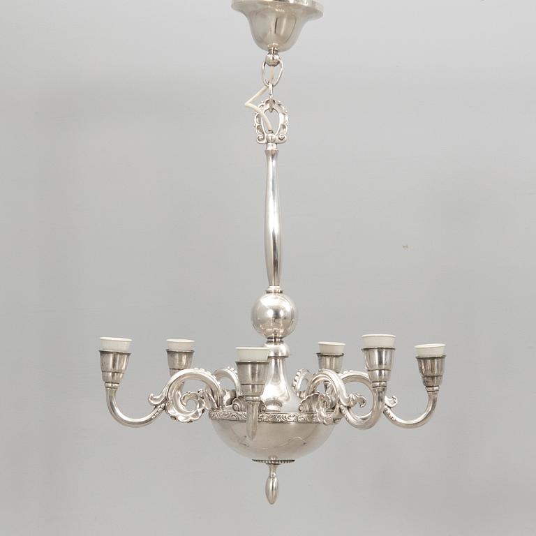 CG Hallberg ceiling lamp, silver plate, 1920s, Swedish Grace.