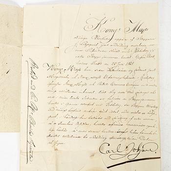 Kungligt brev, signerat Carl XIV Johan, 1831.