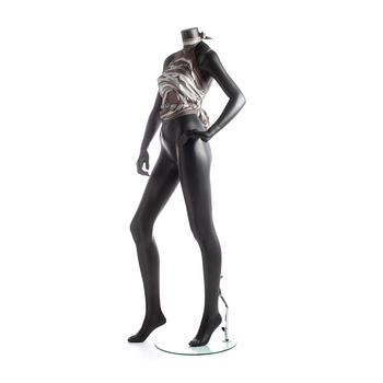 GUCCI, a grey printed silk top.