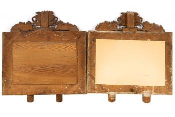 Spegellampetter, ett par, sannolikt Göteborgsarbeten, 1800-talets mitt.