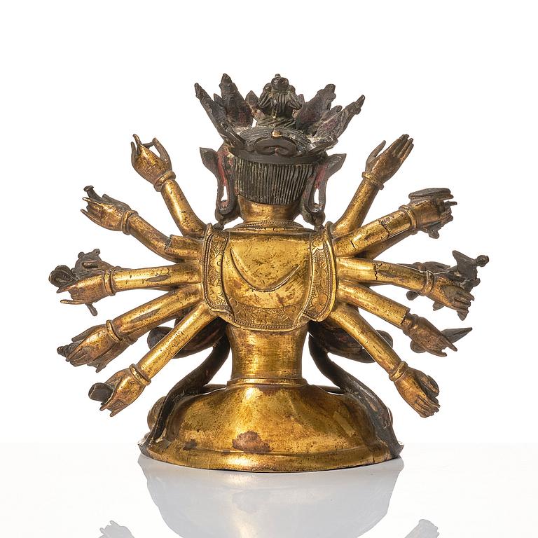 A gilt-bronze figure of a Boddhisattva, Ming dynasty (1638-1644).