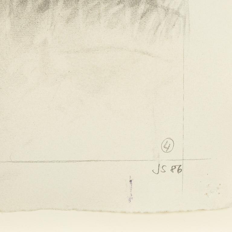 Jan Svenungsson, chalk drawing, signed and dated -86.