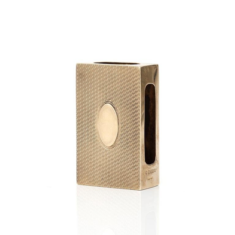 FODRAL till TÄNDSTICKSASK, 9k guld, Birmingham, England, 1922. Vikt 11 g.