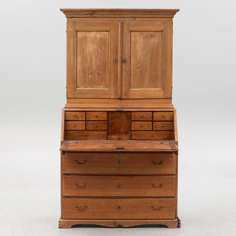 A two-part writing cabinet, around 1800.