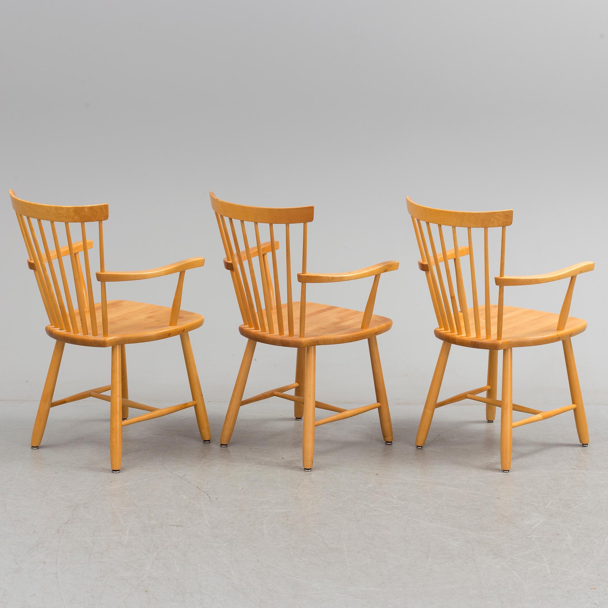 CARL MALMSTEN, karmstolar, 3 st, "Lilla Åland", Stolab, 1992.