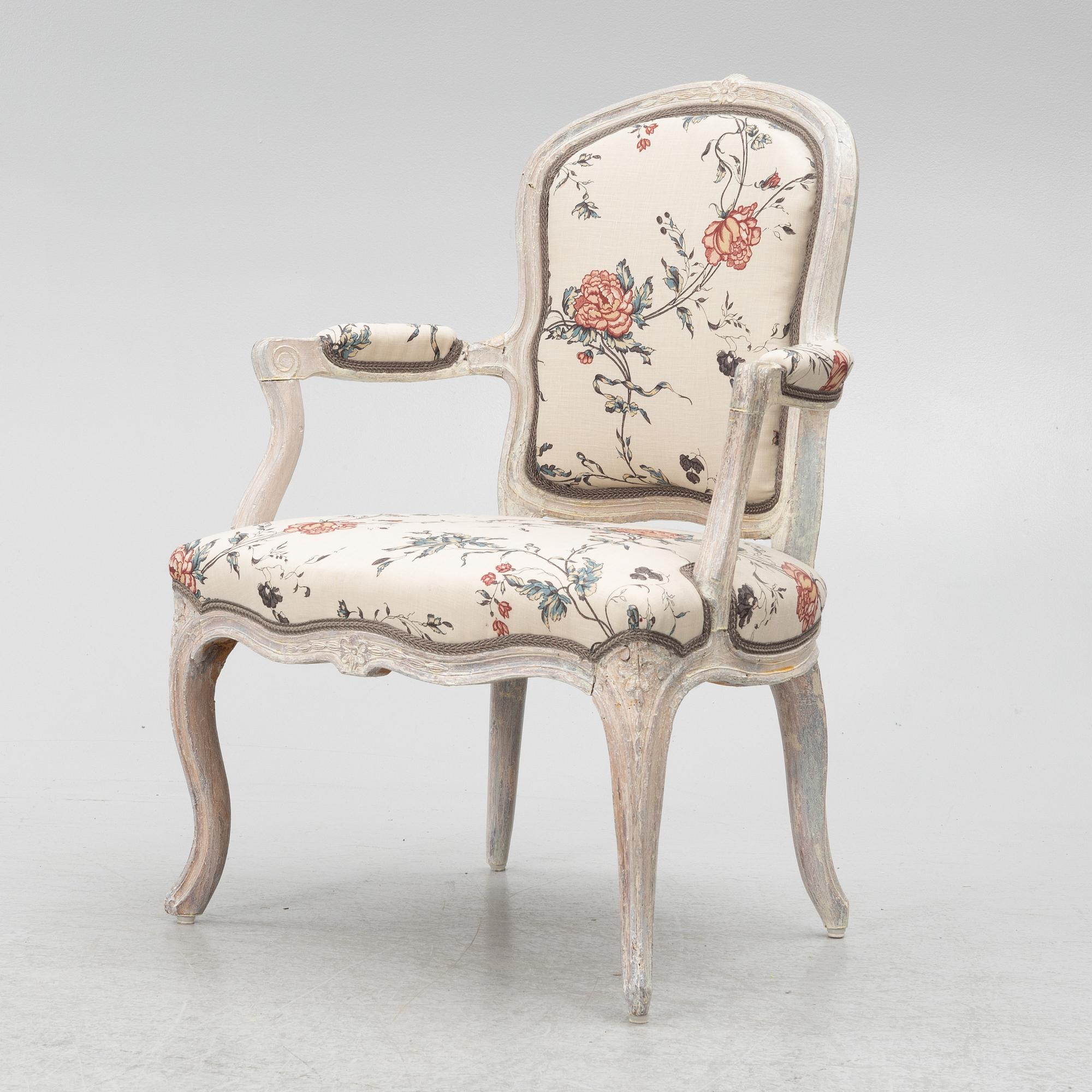 Karmstol, rokoko 1700-talets mitt.