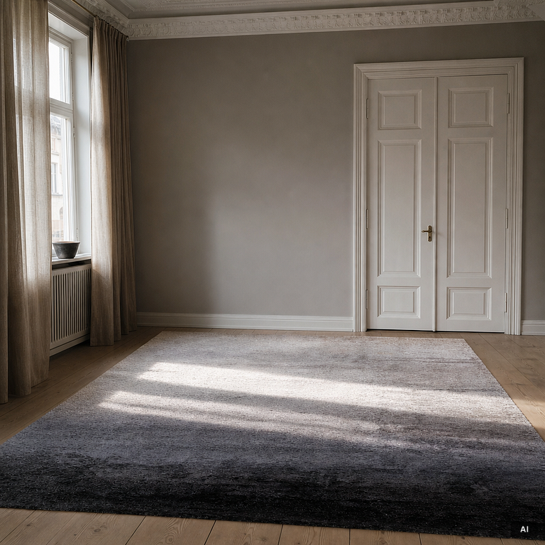 A tufted 'Wisp Rainbow Cenere' carpet, Minotti, Italy, c. 550 x 400 cm.