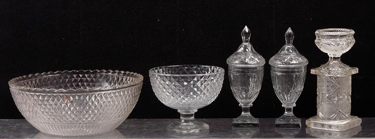 PARTI GLAS, 5 delar, empire resp empirestil, 1800-1900-tal.