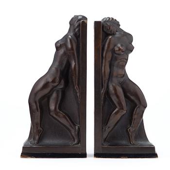 Axel Gute, A pair of Axel Gute Swedish Grace bronze bookends.