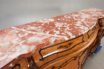 A Louis XV style birch sideboard first half of the 20th century.