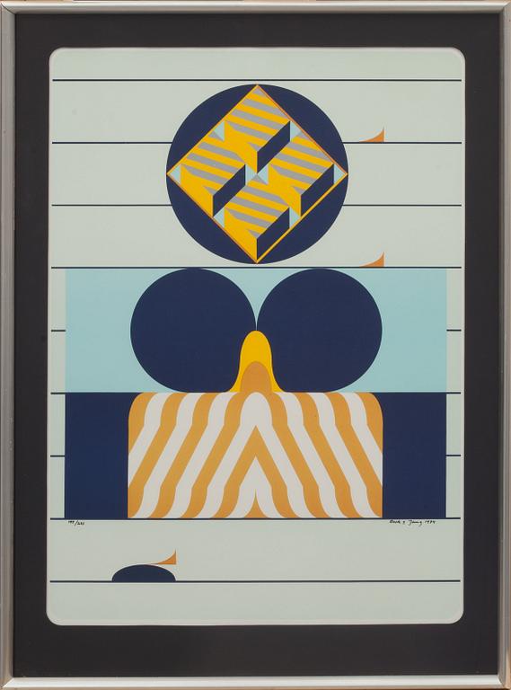 BECK & JUNG (HOLGER BÄCKSTRÖM & BO LJUNGBERG), färglitografi, signerad, numrerad 199/275, daterad1974.