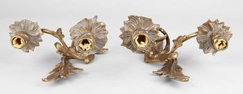 VÄGGAPPLICKER, ett par, mässing, 1800-tal.