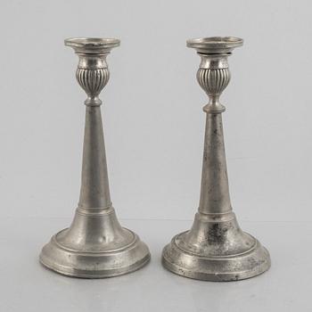 A pair of pewter candle sticks by Olof Wahlgren (active 1817-1825/27), Helsingborg, Sweden, 1813.