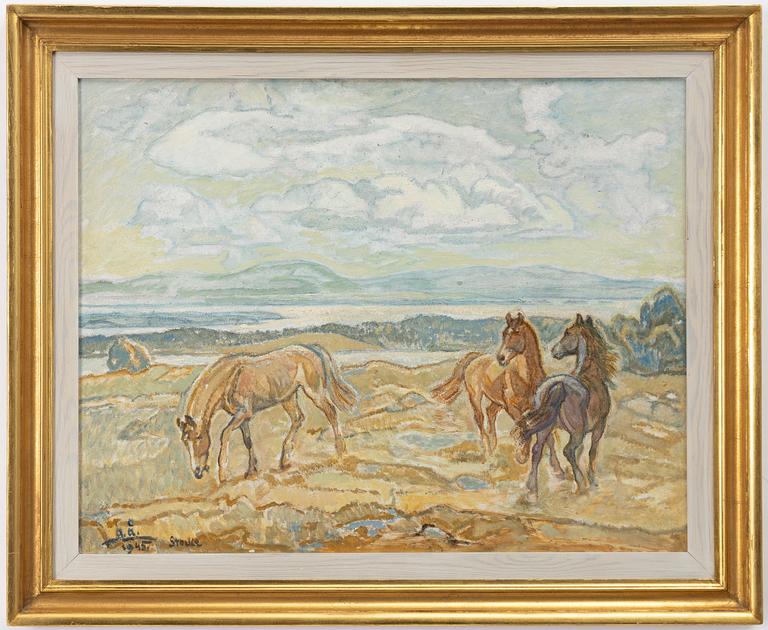 Acke Åslund, Hästar vid Landösjön, Jämtland.