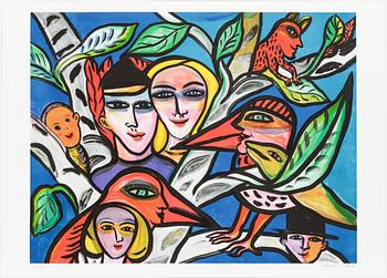 Ulrica Hydman-Vallien · ULRICA HYDMAN-VALLIEN, färglitografi. "Kärleksbild". Signerad och numrerad 997/1600.