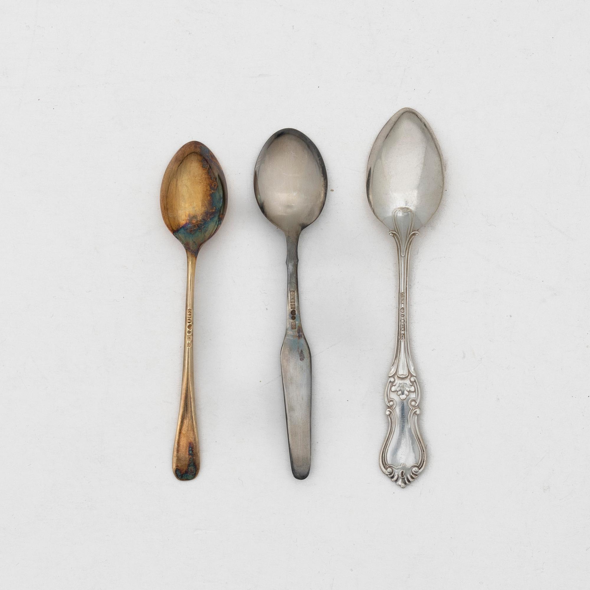 Silver mocha spoons, various models (29 pcs).