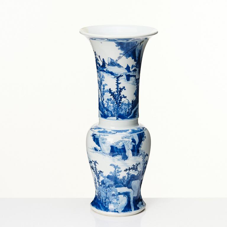 A Chinese blue and white 'Yen-Yen' vase, Qing dynasty, Kangxi (1662-1722).