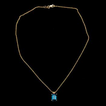 HÄNGE, guld 14K, blå topas 5,08 ct.