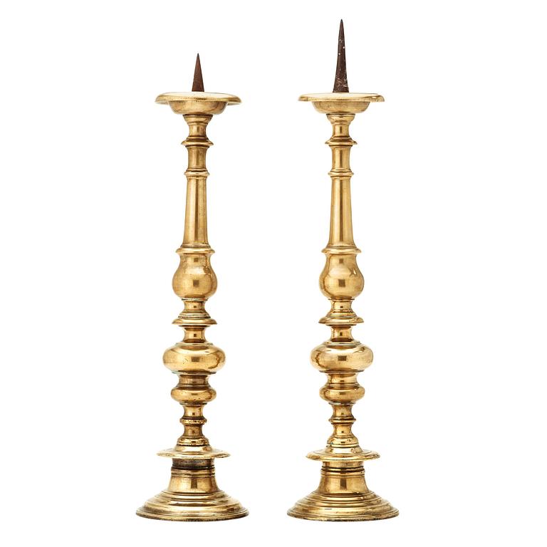 A pair of Pricket Candlesticks, presumably Italy 17th century.