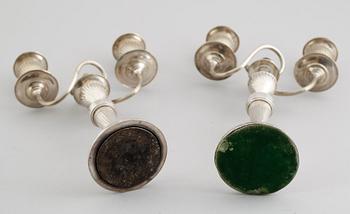 LJUSSTAKAR, 1 par, silver, regenecystil, Chester 1942.