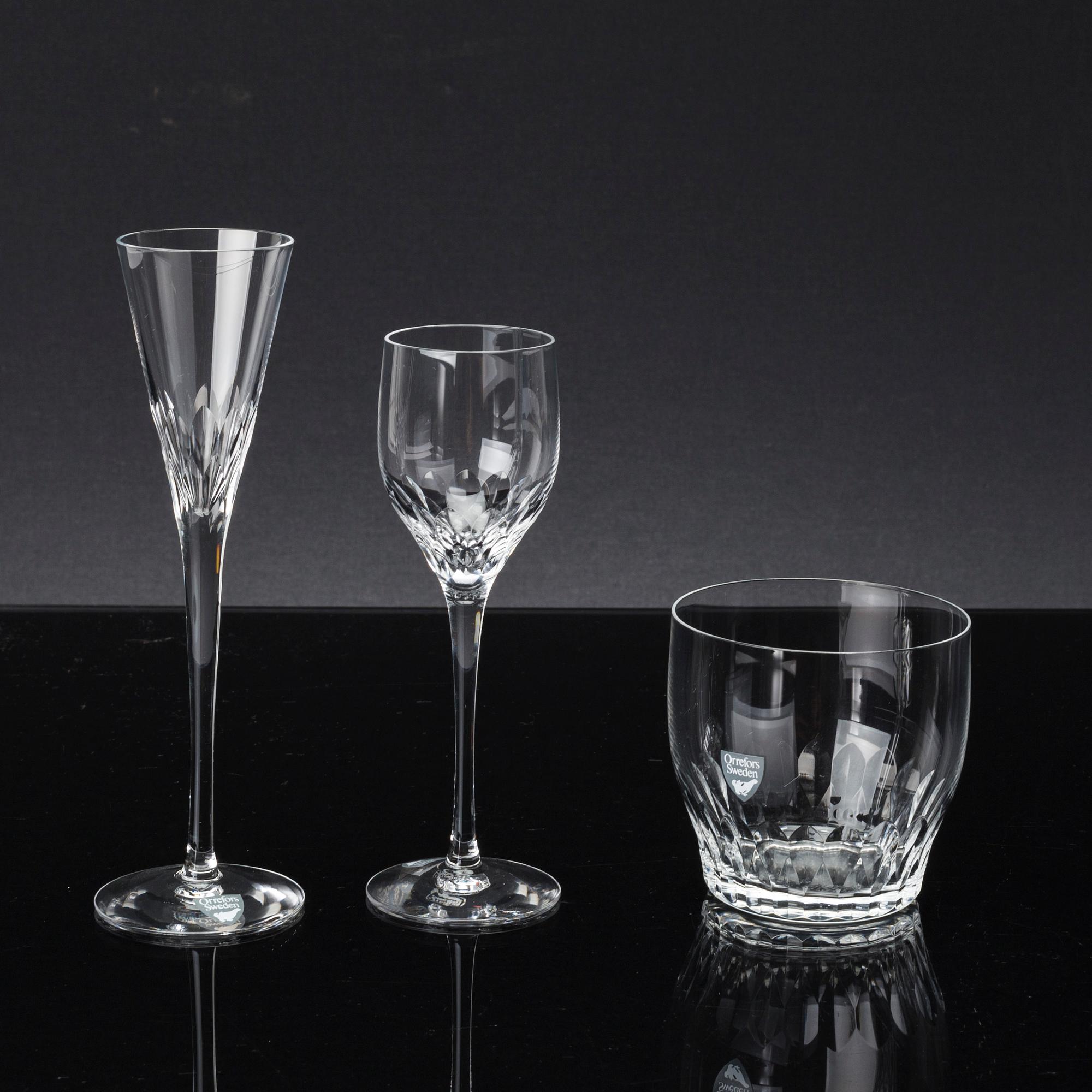 GLASSERVIS, ca 68 delar, "Prelude" Orrefors, 1900-talets senare del,