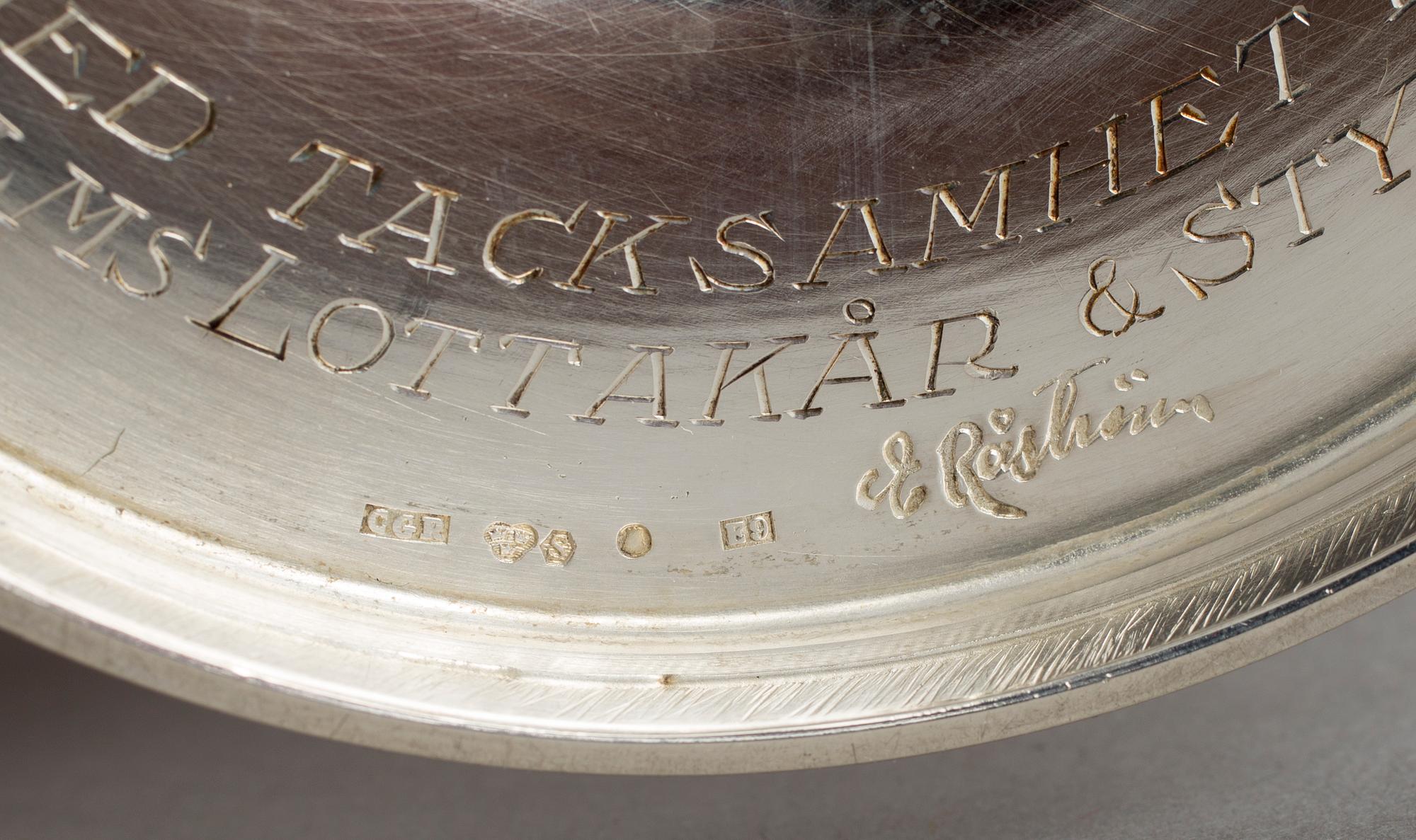 LJUSSTAKAR, ett par, silver, Eric Råström, C.G Råström, Stockholm, 1955, vikt ca 348 gram.